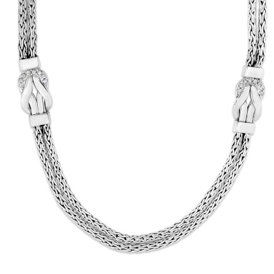 Sterling Silver Double Strand Woven Necklace 
