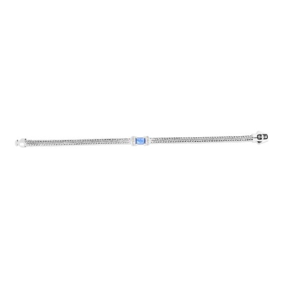 Woven Sterling Silver Blue Topaz Bracelet
