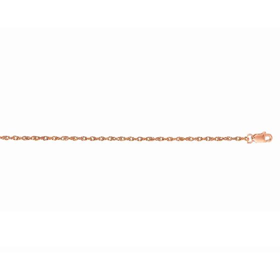 14K Gold 1.0mm Machine Rope Chain (Carded) 