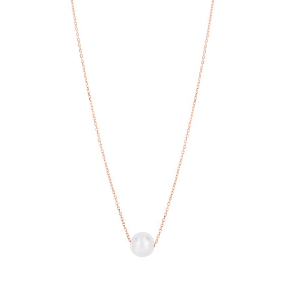 14K Pearl Necklace Solitaire