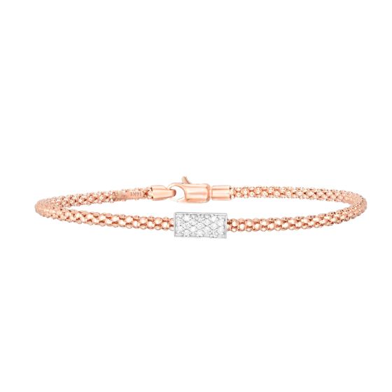 14K Gold Prosecco Short Diamond Bar Bracelet