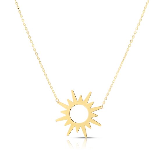 14K Gold Sunburst Necklace