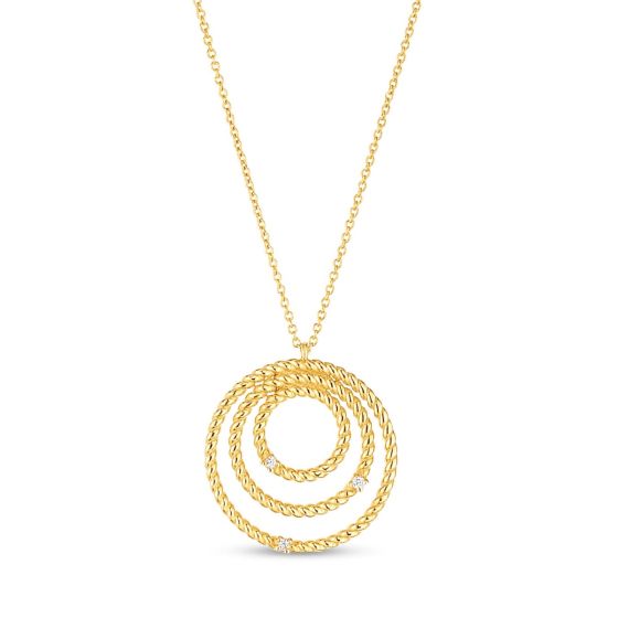 14K Diamond Cable Circle Pendant