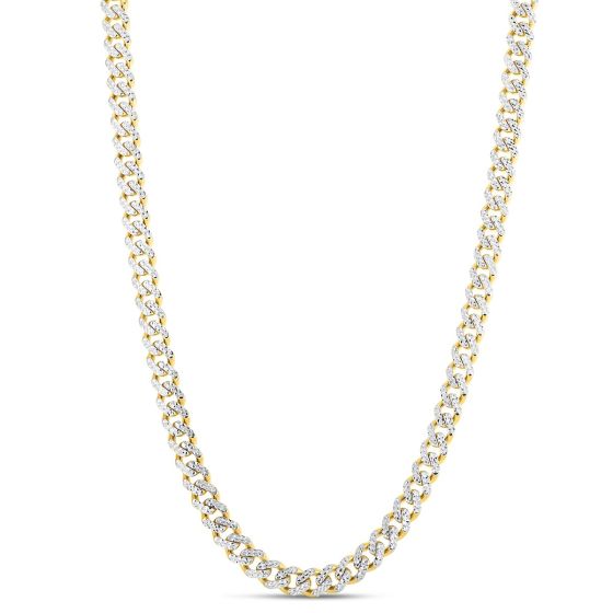 14K 8mm White Pave Modern Lite Miami Cuban Chain
