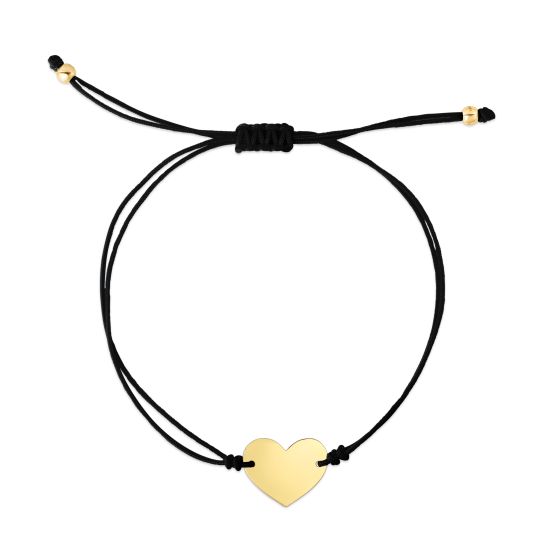 14K Black Cord Heart Adjustable Bracelet | Royal Chain Group