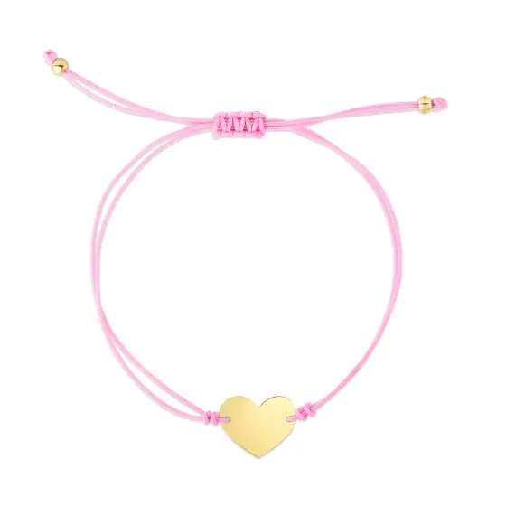 Peaceminusone】 Heart String Bracelet #1 Pink