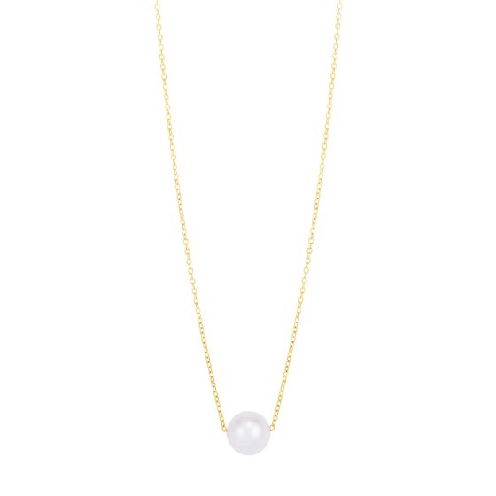 14K Pearl Necklace Solitaire