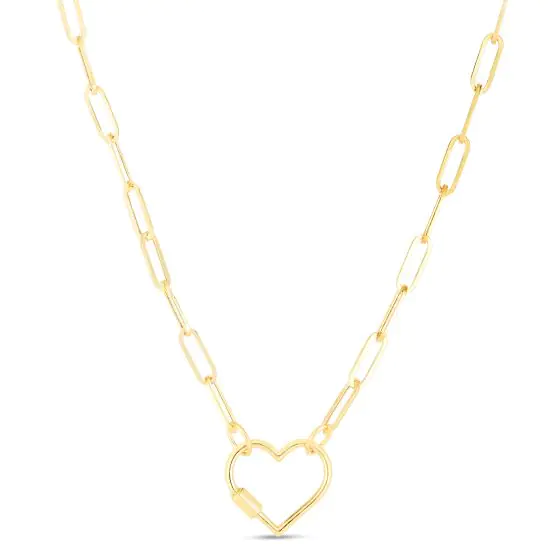 14K Heart Carabiner Paperclip Necklace 14K Heart Carabiner Paperclip Necklace