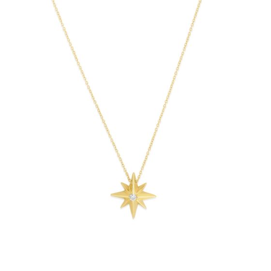 14K Gold Diamond North Star Necklace