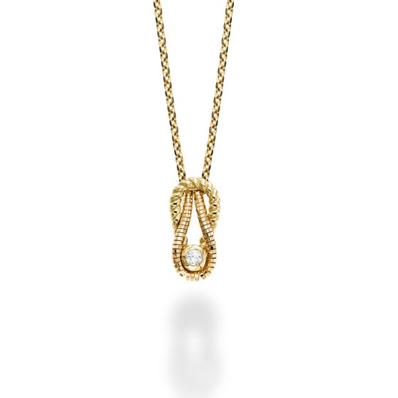 14K Gold Italian Cable L'Infinito Diamond Knot Pendant