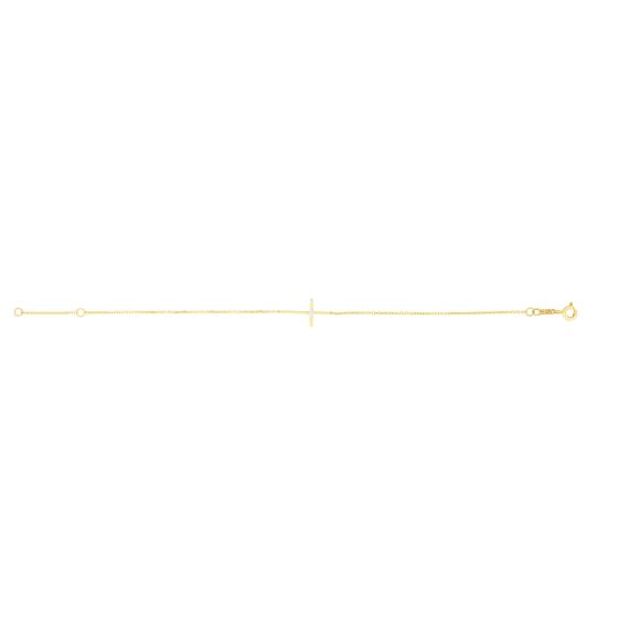 14K Gold CZ Side Cross Bracelet