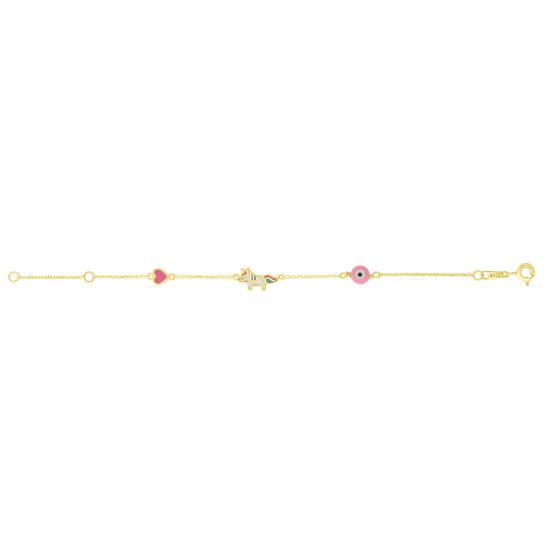 14K Gold Enamel Unicorn Bracelet