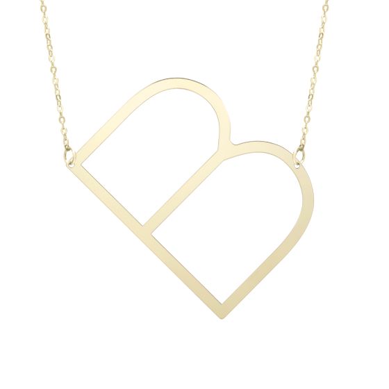 14K Gold Large Initial B Necklace