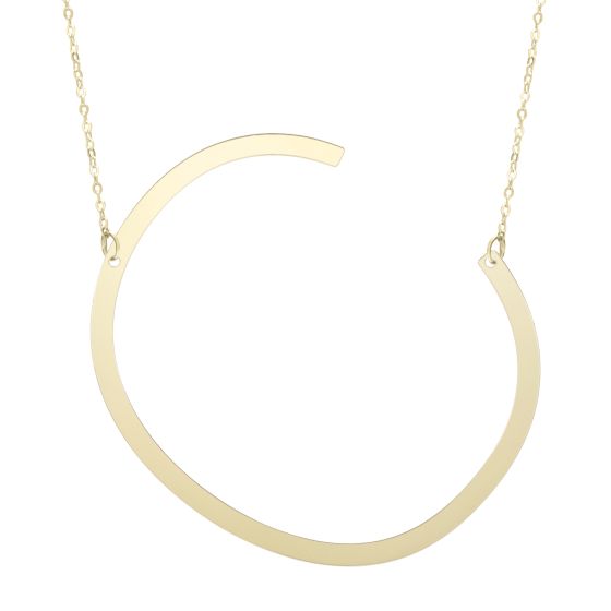 14K Gold Large Initial C Necklace