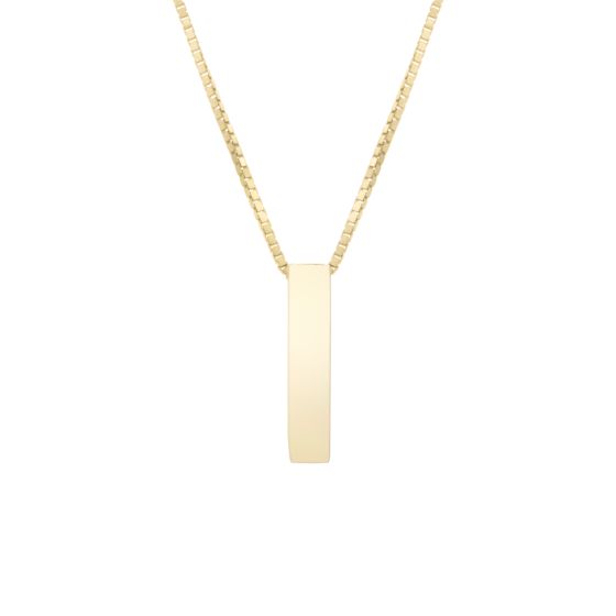 14K Gold Block Letter Initial I Necklace