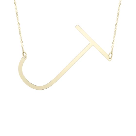 14K Gold Large Initial J Necklace