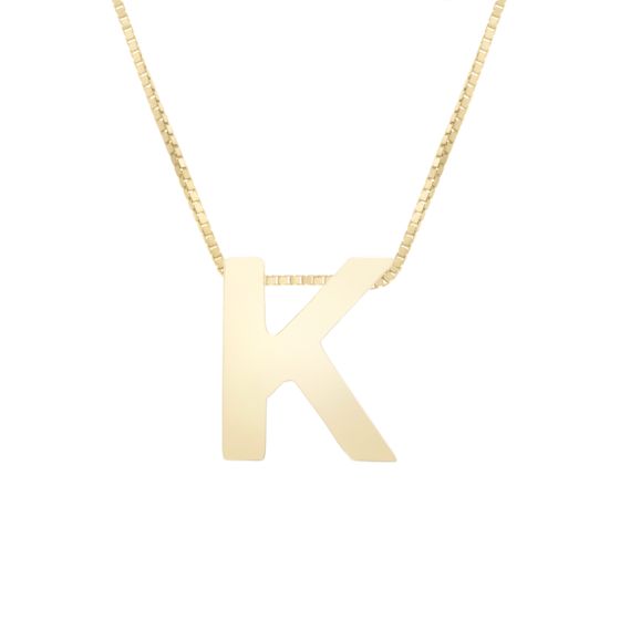 14K Gold Block Letter Initial K Necklace