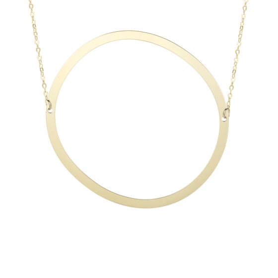 14K Gold Large Initial O Necklace