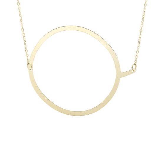 14K Gold Large Initial Q Necklace