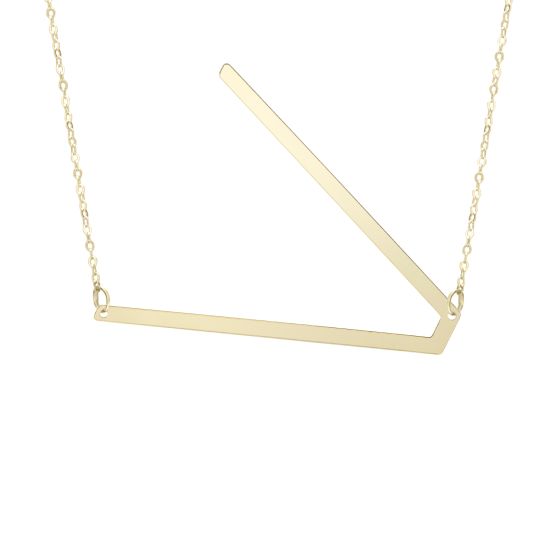 14K Gold Large Initial V Necklace