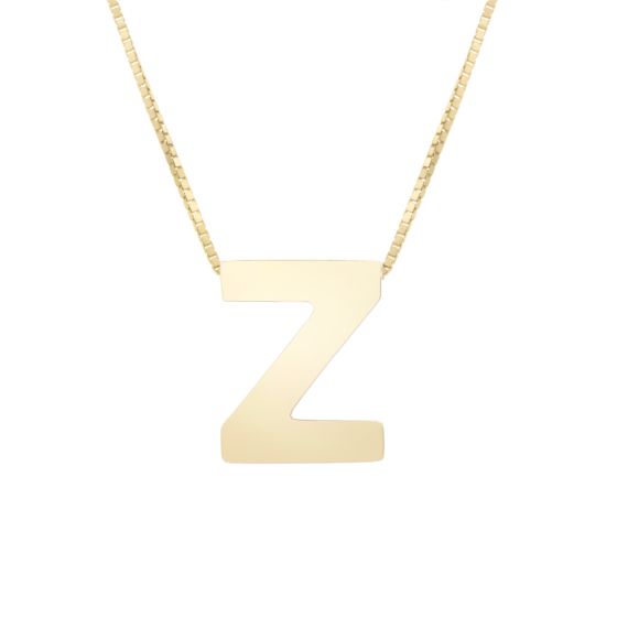 14K Gold Block Letter Initial Z Necklace