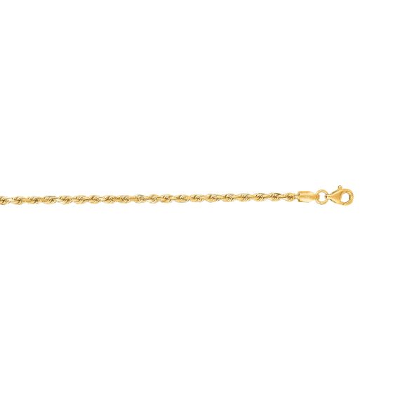 14K Gold 2.5mm Diamond Cut Royal Rope Chain 