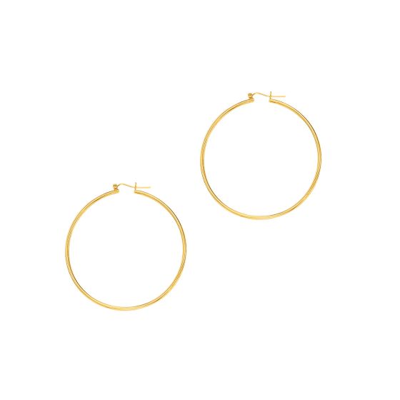 14K Gold 2x55mm Hoops