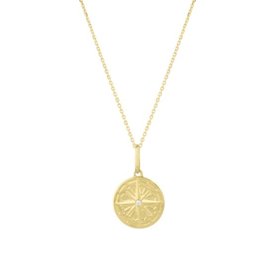 14K Round North Star Talisman Pendant 