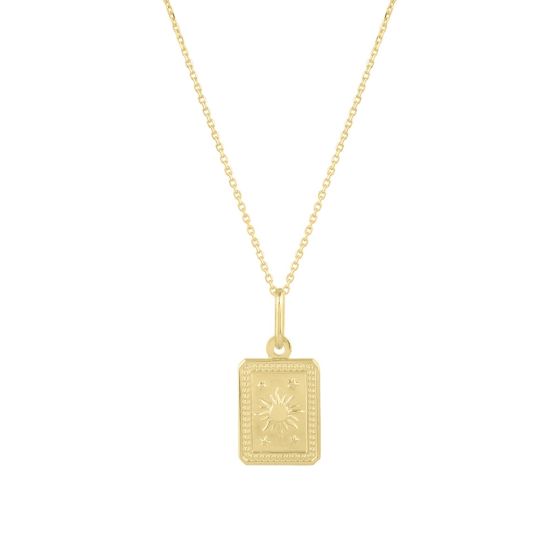 14K Rectangle Sun Pendant 