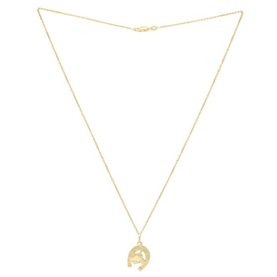 14K Horse & Horseshoe Pendant 