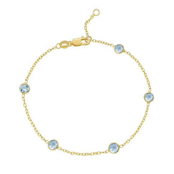 14K Aqua Station Bracelet