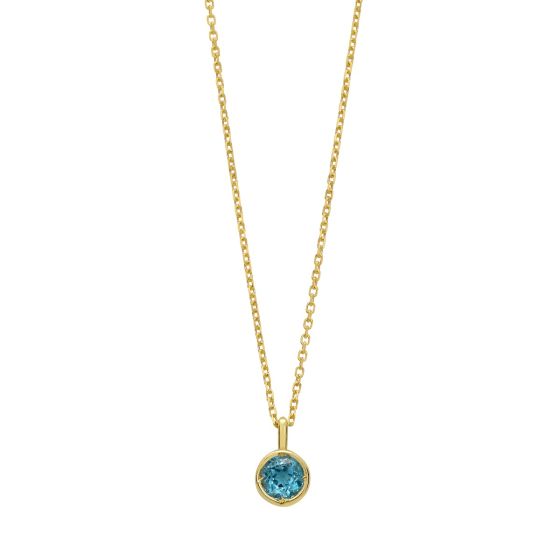 14K Sky Blue Topaz Birthstone Pendant