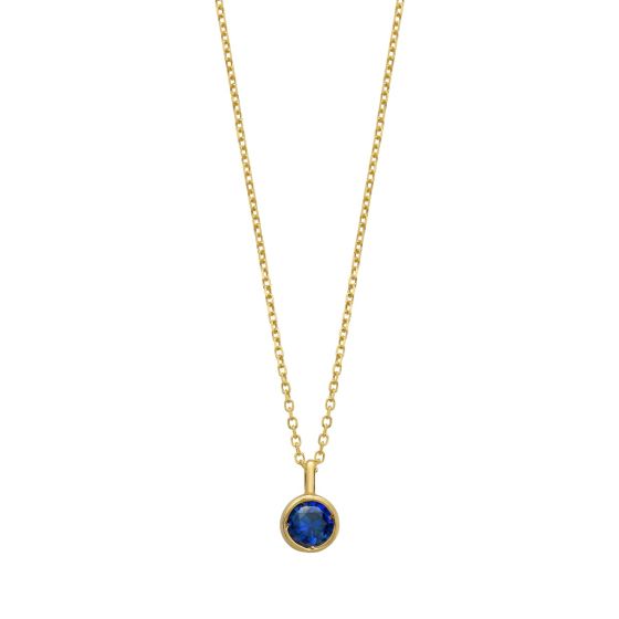 14K Created Blue Sapphire Birthstone Pendant