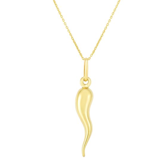 14K Gold Italian Horn Necklace