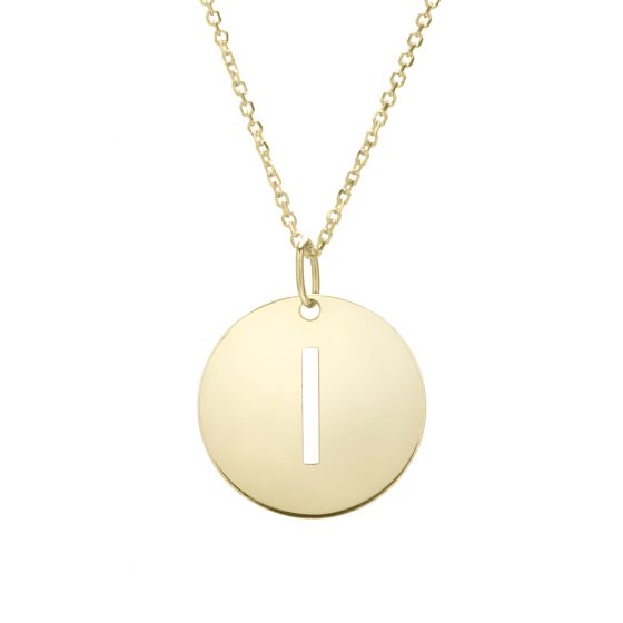 14K Gold Disc Initial I Necklace