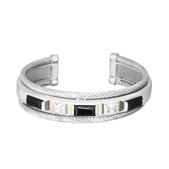 Silver & 18K Gold Madison Black Spinel Cuff