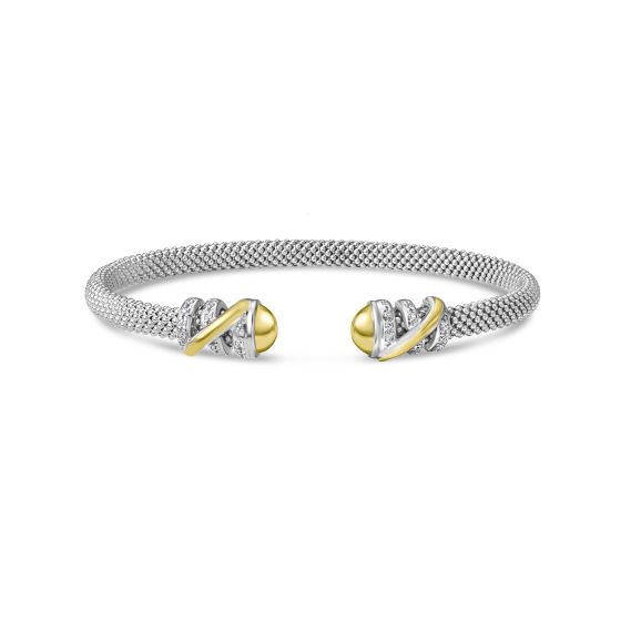 Silver & 18K Gold Popcorn Tally Cuff Bangle