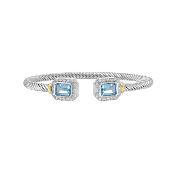 Diamond & Blue Topaz Italian Cable Bangle