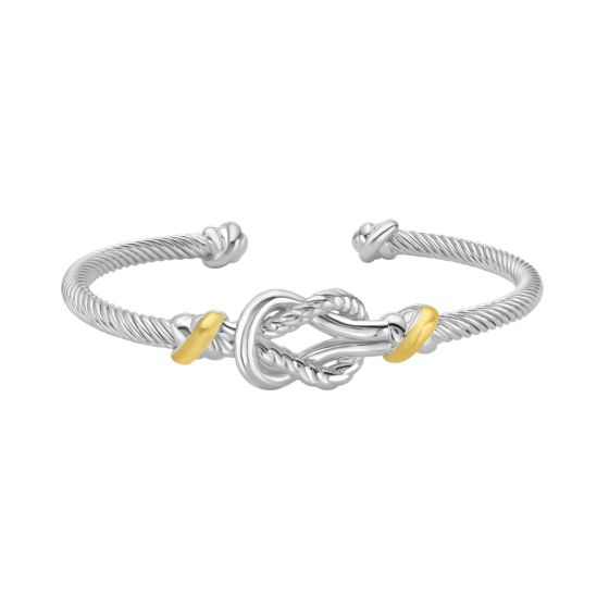 Silver & 18K Knot Cuff Bangle