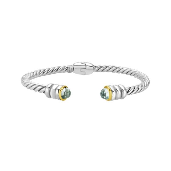 Silver & 18K Twisted Hinge Cable Bangle