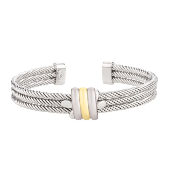 Silver & 18K Men's Triple Knot Cuff