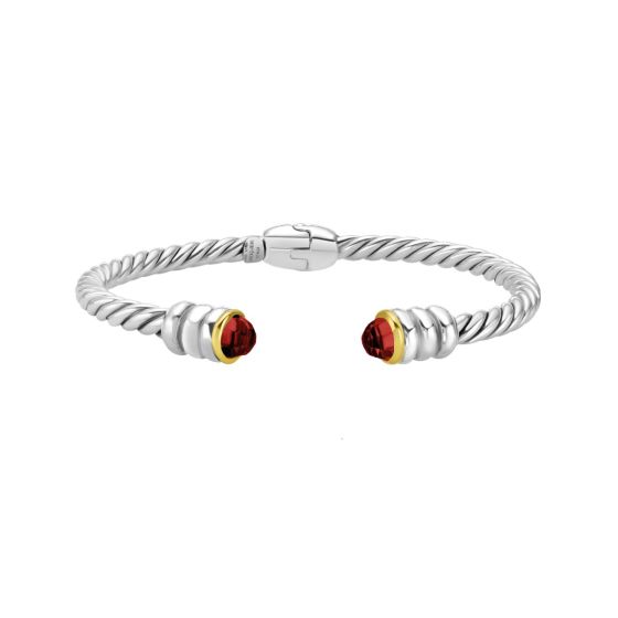 Silver & 18K Twisted Hinge Cable Bangle