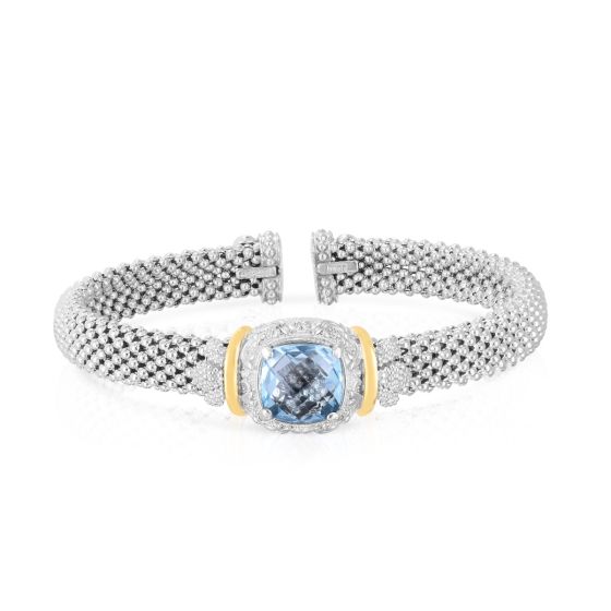 Cushion Blue Topaz Cuff Bangle