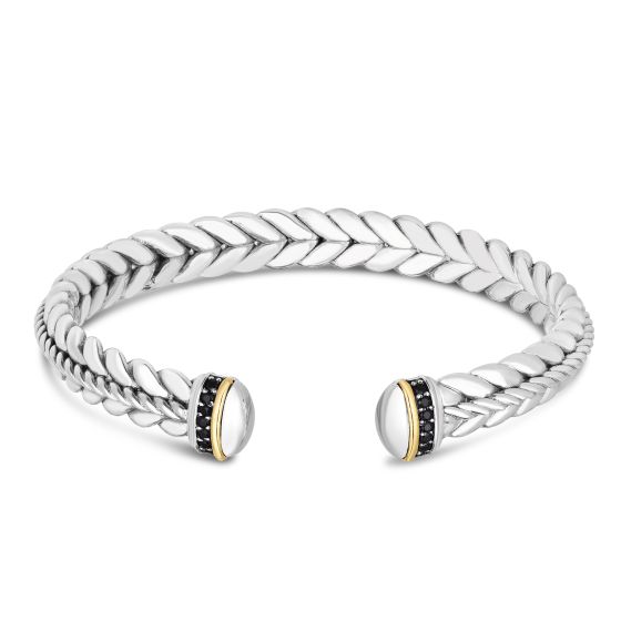 18K Gold & Silver Woven Cuff Bangle