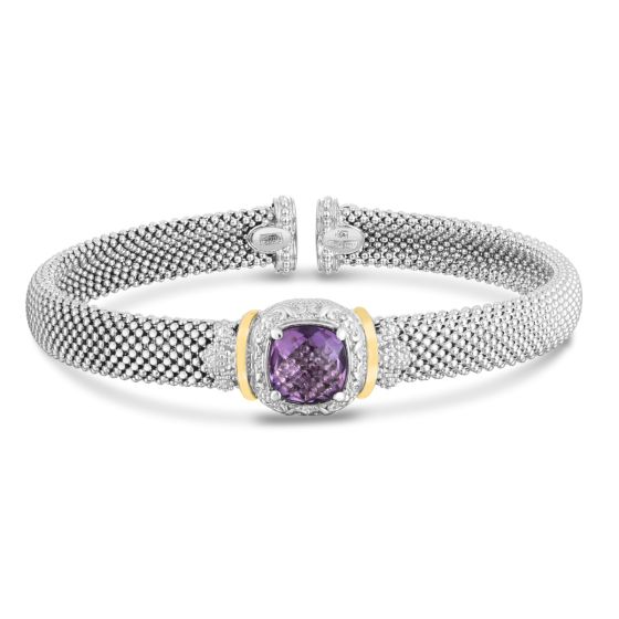 18K Gold & Silver Prosecco Amethyst Cuff