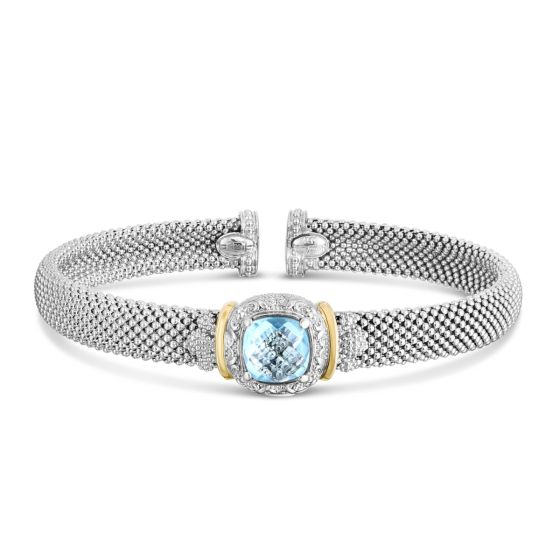 18K Gold & Silver Prosecco Blue Topaz Cuff