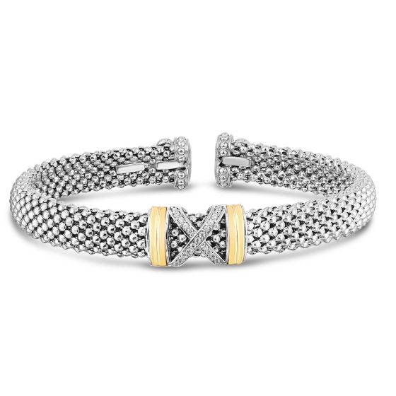 Diamond Prosecco X Cuff in Silver & 18K Gold