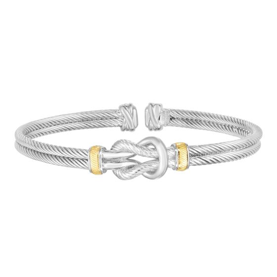 Sterling Silver, 18K Gold Knot Men's Cuff