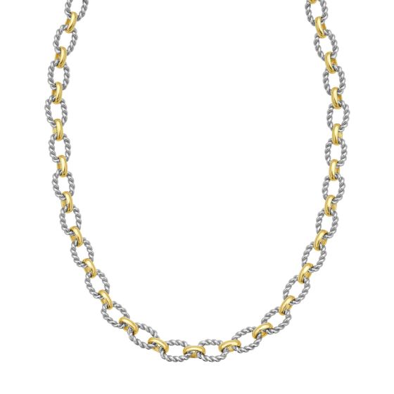 Silver & 18K Oval Link Chain