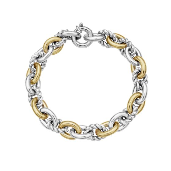 Silver & 18K Gold Cable Bold Link Bracelet